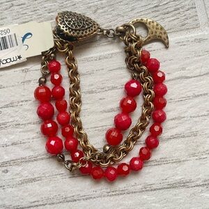 Lucky Brand Red and Gold Beaded Bracelet